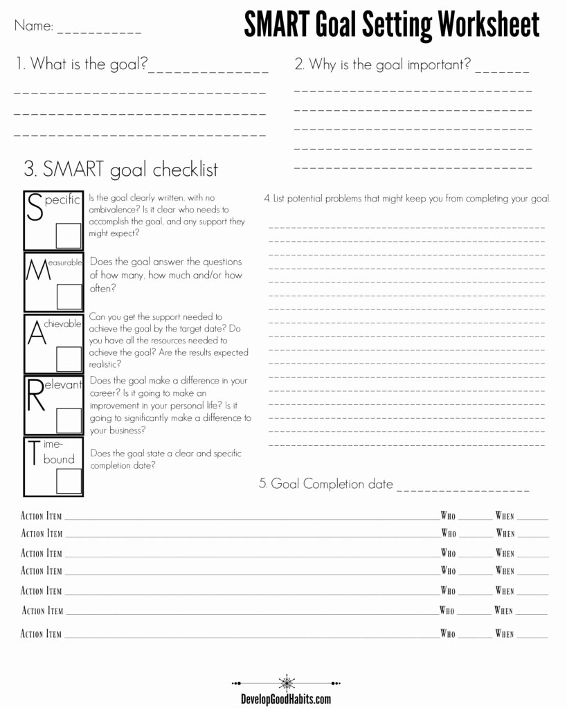 Goal Setting Worksheet Template Awesome 4 Free Goal Setting Worksheets – Free forms Templates and