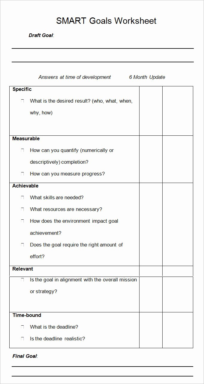 Goal Setting Worksheet Template Awesome Smart Goal Template 4 Free Pdf Word Documents Download