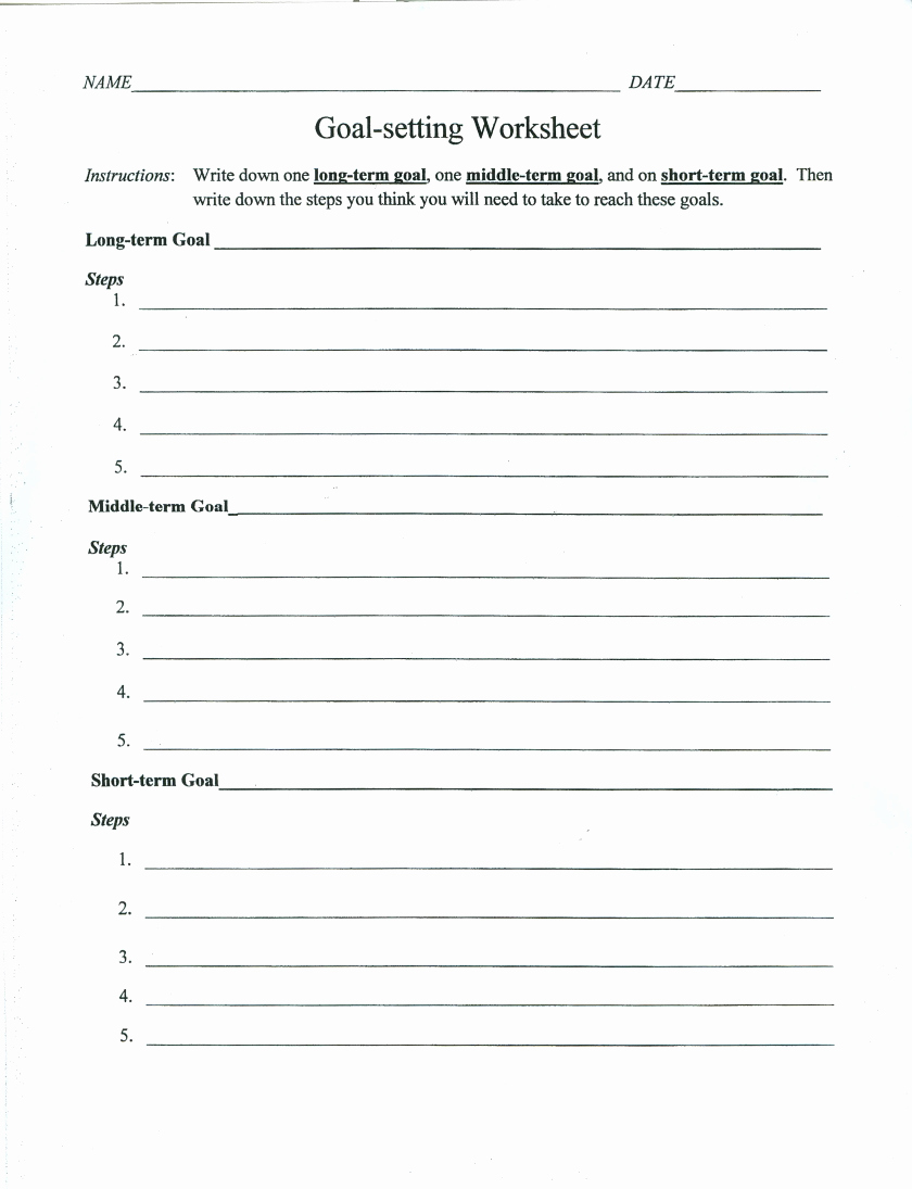 Goal Setting Worksheet Template New 15 Goal Setting Worksheets Pdf Word Pages