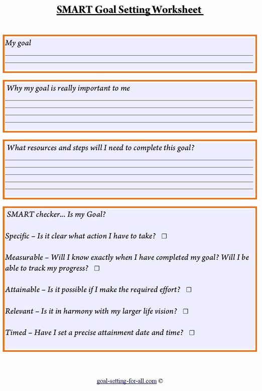 Goal Setting Worksheet Template Unique Free Smart Goal Setting Worksheet to