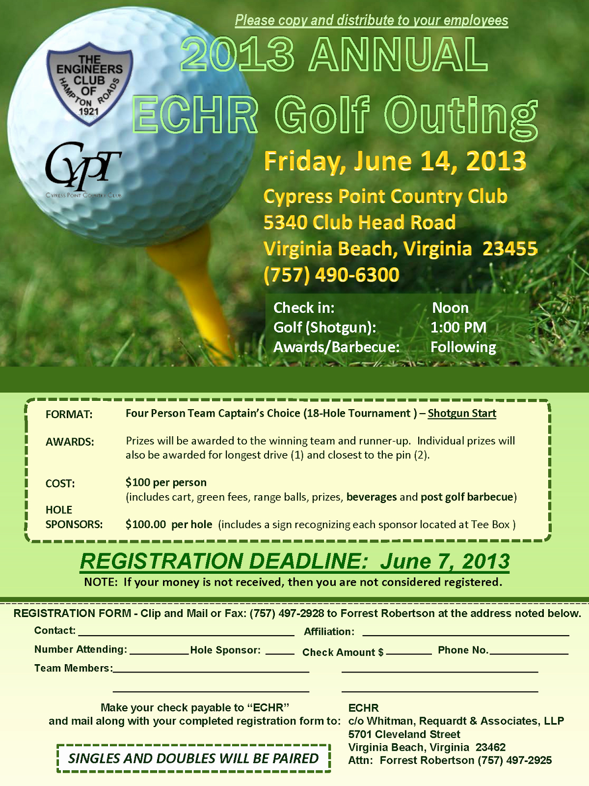 Golf tournament Flyers Template Beautiful Tidewater Chapter Vspe 2013 Annual Echr Golf Outing