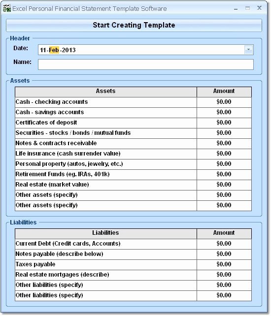 Grant Financial Report Template New Personal Financial Statement Template