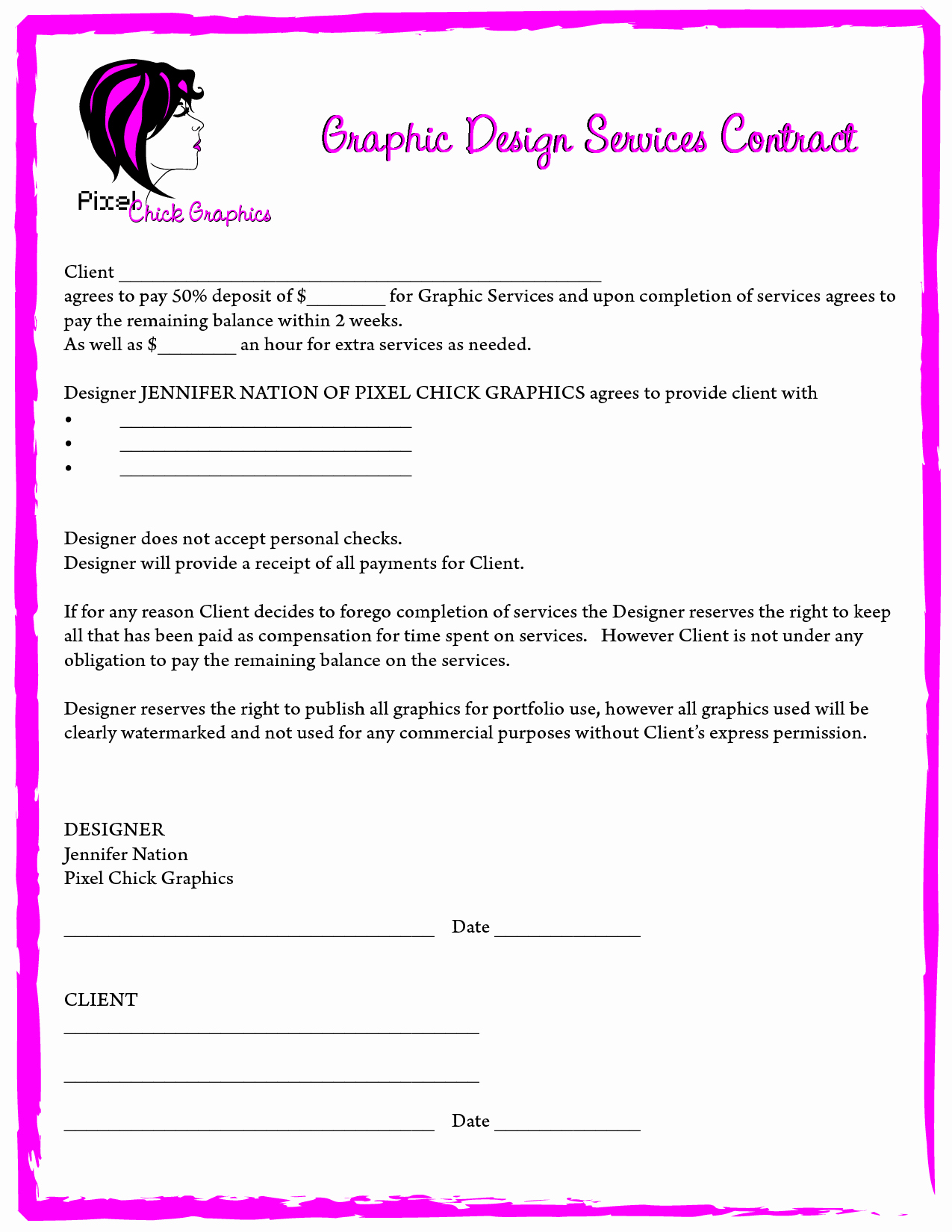Graphic Design Contract Template Pdf Awesome Graphic Designer Contract