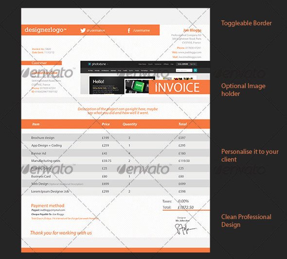 Graphic Design Invoice Template Indesign Awesome 21 Useful Invoice Indesign Templates – Design Freebies