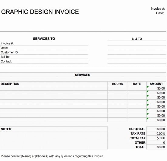 Graphic Designer Invoice Template Awesome Free Graphic Design Web Invoice Template Excel