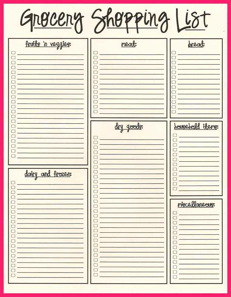 Grocery List Template Word Beautiful Grocery List Template Word
