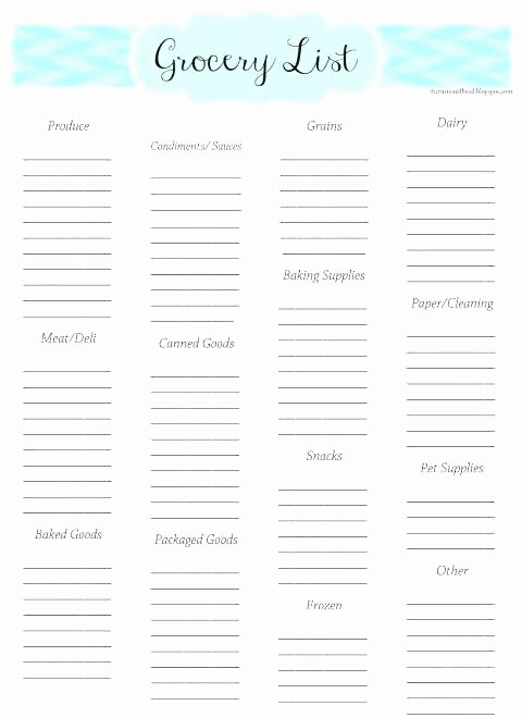 Grocery List Template Word Best Of Free Printable Blank Shopping List Template Grocery In
