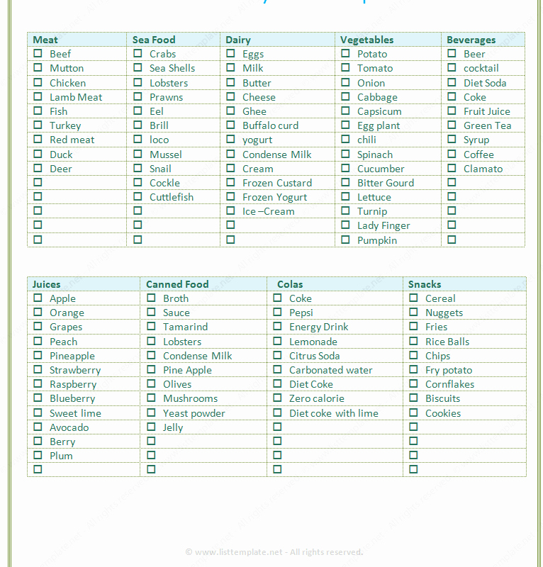 Grocery List Template Word New Free Printable Grocery List Templates