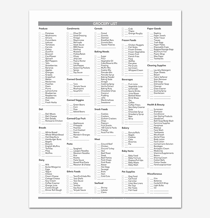 Grocery List Template Word New Grocery List Template 16 Shopping Lists Excel Word Pdf