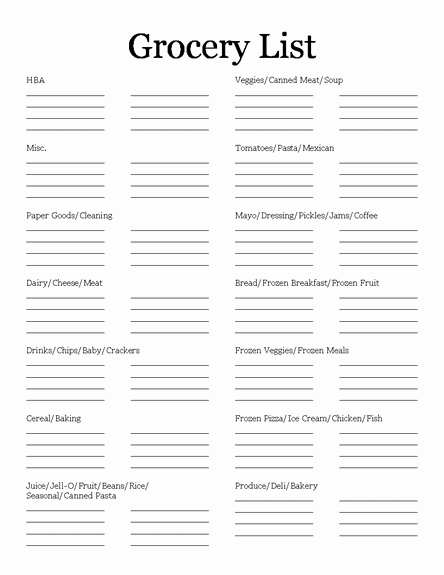 Grocery List Template Word New Grocery List Template 5 Free Printable Templates Word