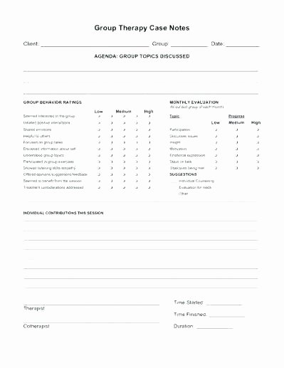 Group therapy Notes Template Unique Clinical Progress Notes Template