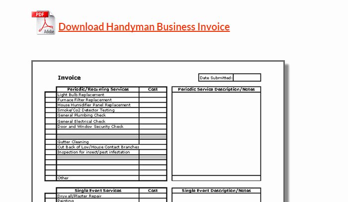 Handyman Work order Template Unique Handyman Invoice software