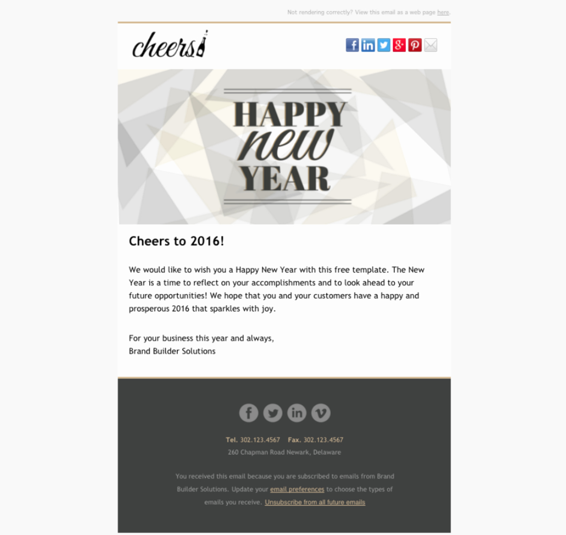 Happy New Years Email Template New Cheers Happy New Year Email