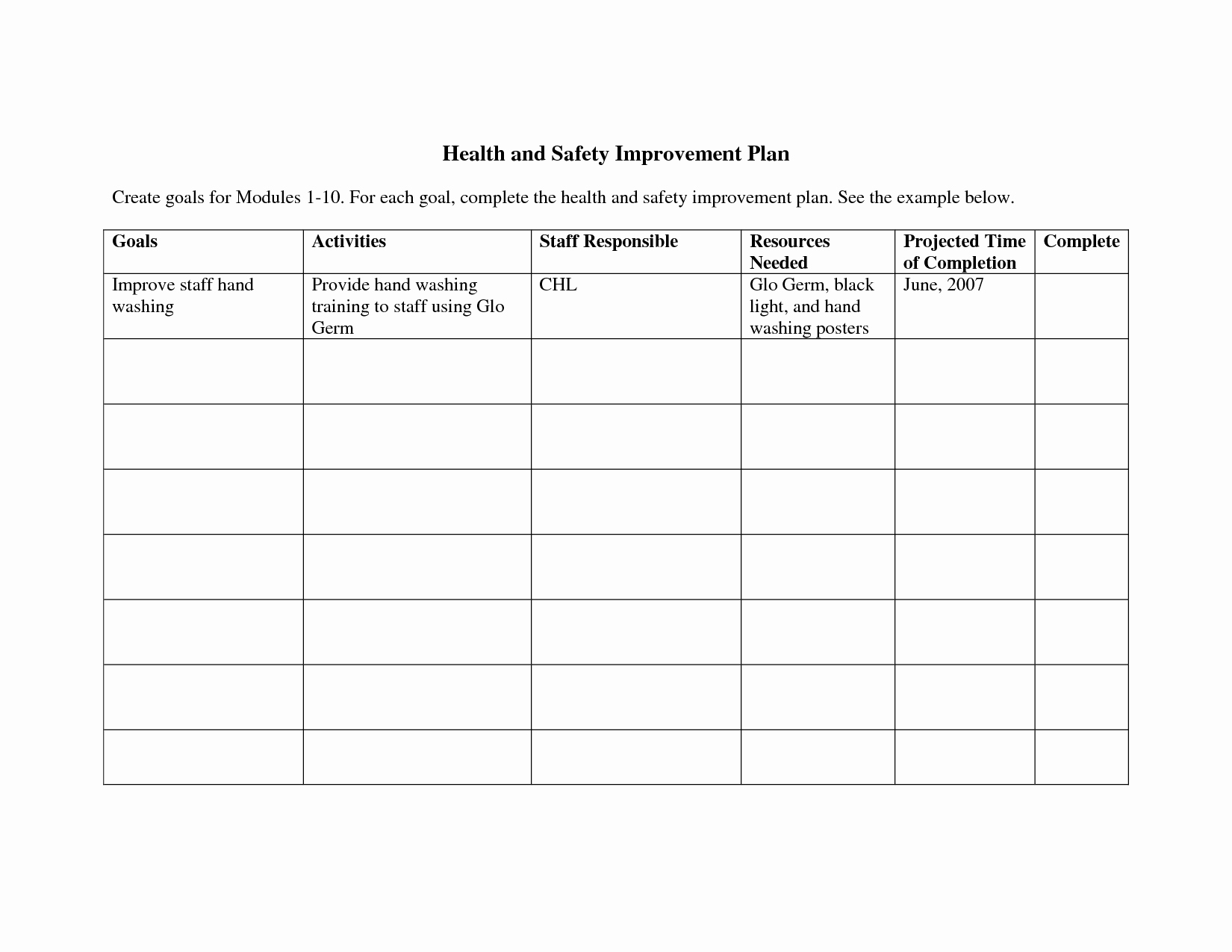 Health and Safety Plan Template Elegant Best S Of Individual Work Plan Template Individual