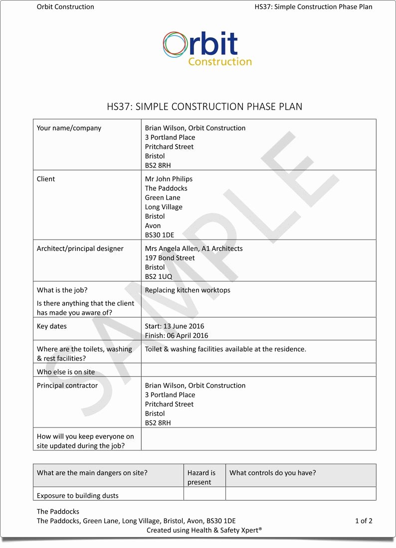 Health and Safety Plan Template Elegant Health &amp; Safety Xpert