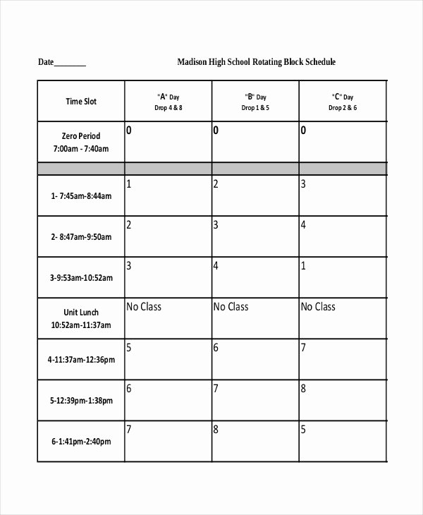 High School Schedule Template Lovely Blank School Schedule Template 6 Free Pdf format
