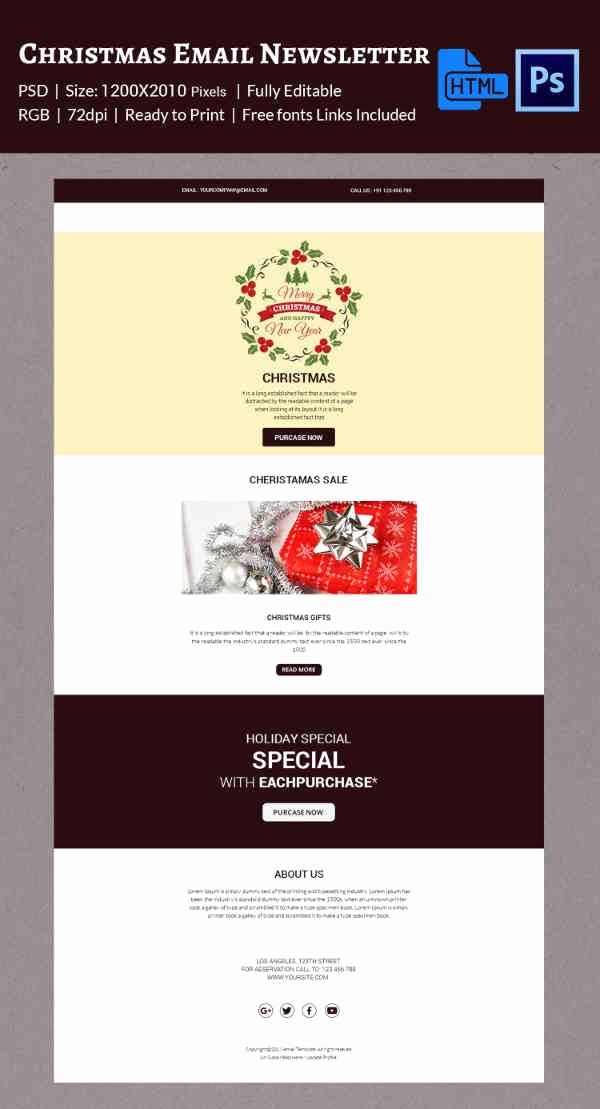 Holiday E Mail Template Elegant 38 Christmas Email Newsletter Templates Free Psd Eps