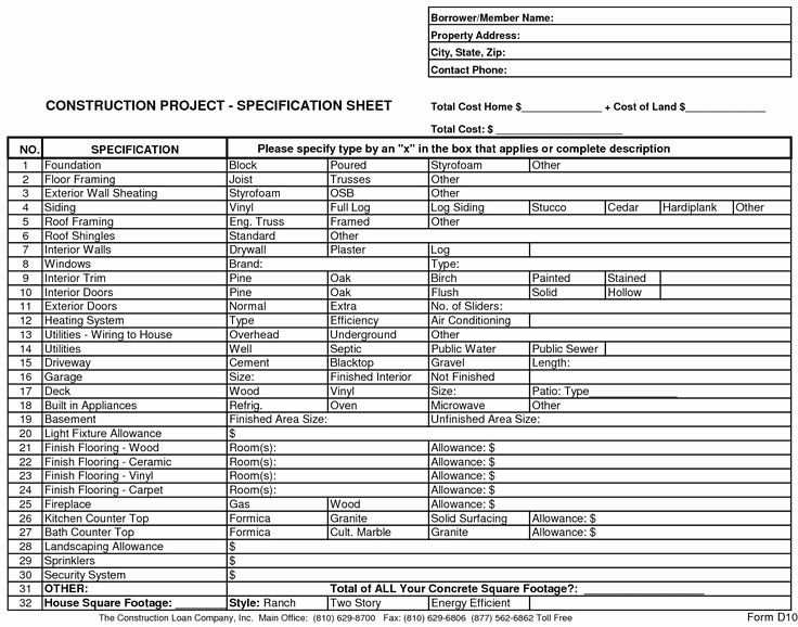Home Building Checklist Template Best Of New Home Construction Bid Sheet Building