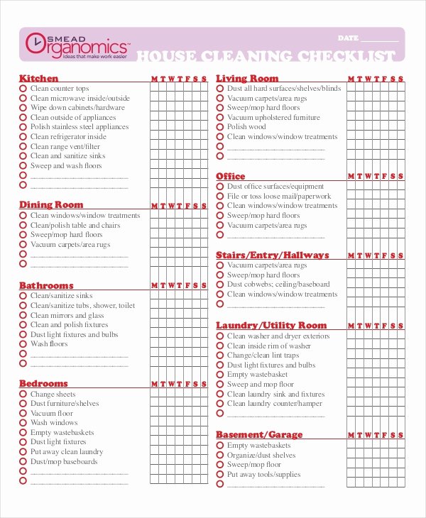 Home Building Checklist Template Fresh Cleaning Checklist 31 Word Pdf Psd Documents Download