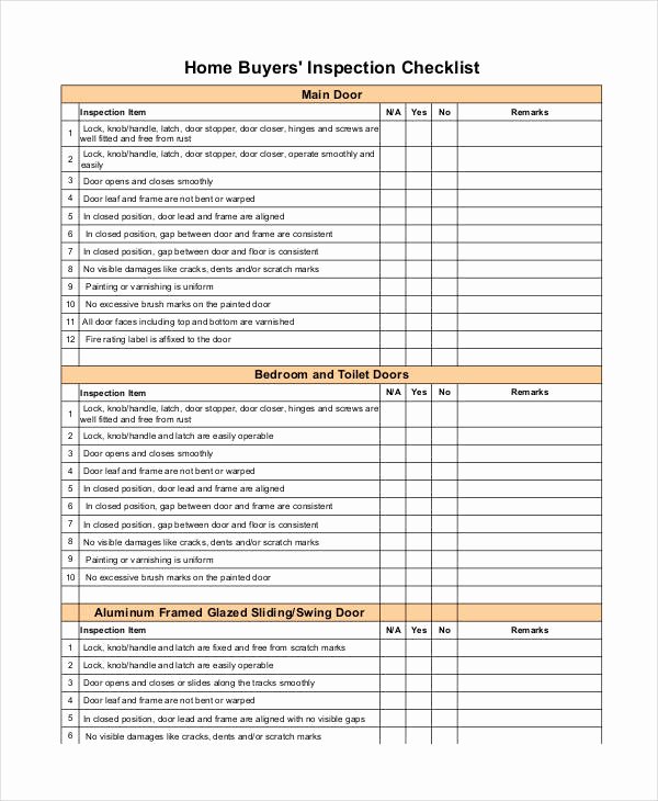 Home Buyer Checklist Template Best Of Home Inspection Checklist Template 9 Free Pdf Documents