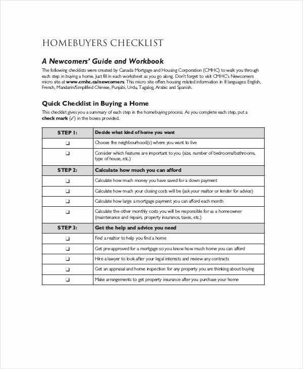 Home Buyer Checklist Template New Home Inspection Checklist 13 Free Word Pdf Documents