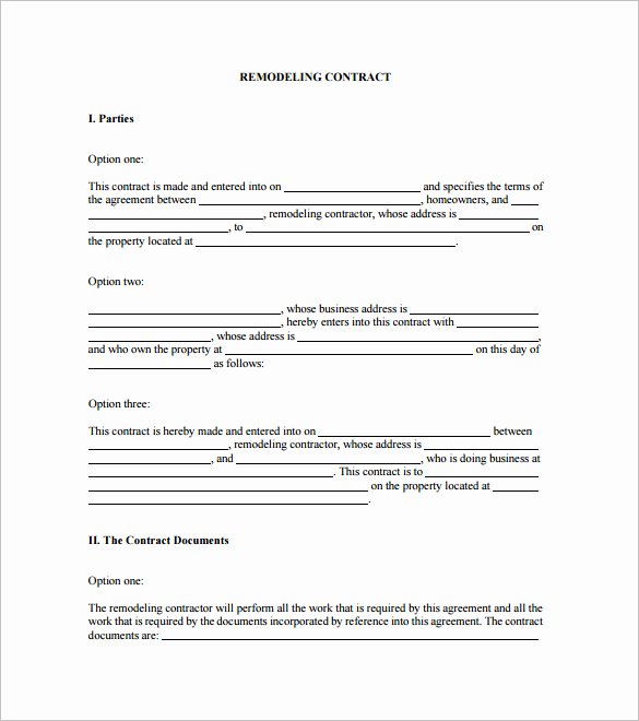 Home Construction Contract Template Fresh 10 Home Remodeling Contract Templates Word Docs Pages