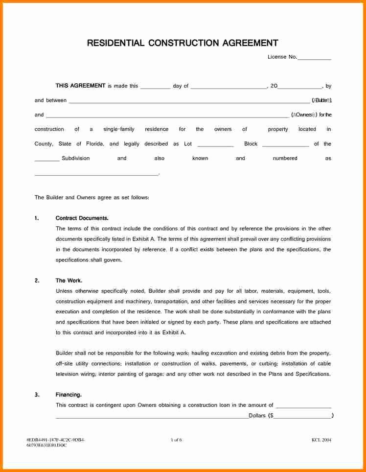Home Construction Contract Template Luxury 5 Residential Construction Contract Template