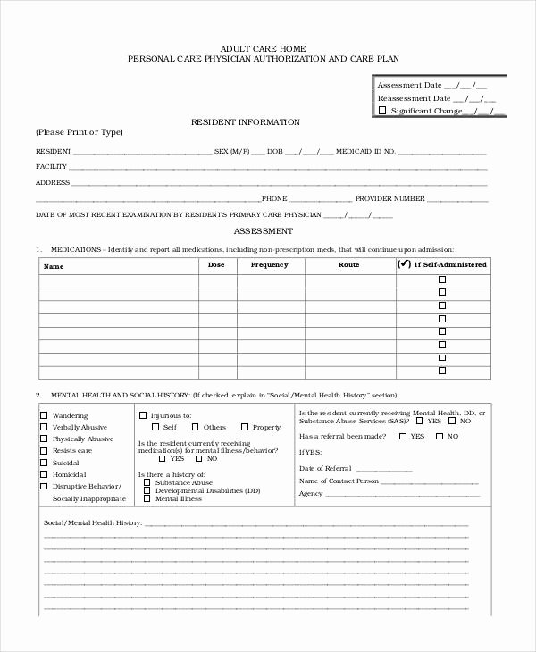 Home Health Care Plan Template Inspirational Personal Care Plan Templates 12 Free Pdf format
