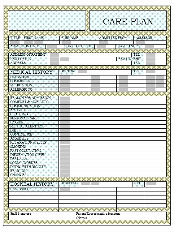 Home Health Care Plan Template Lovely Care Check Lists for Patients In Hospitals and Nursing