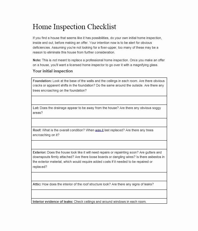 Home Inspection Checklist Template Elegant 20 Printable Home Inspection Checklists Word Pdf