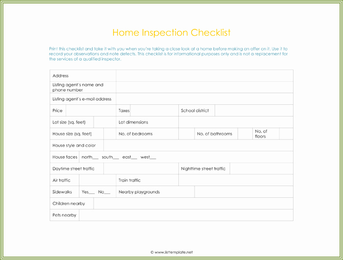 Home Inspection Checklist Template Fresh Free Printable to Do List Templates