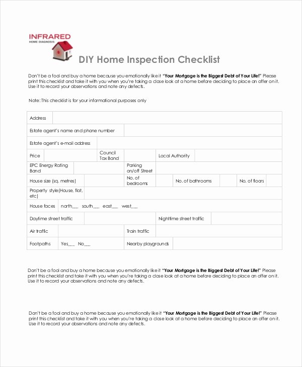 Home Inspection Checklist Template Lovely Home Inspection Checklist 13 Free Word Pdf Documents