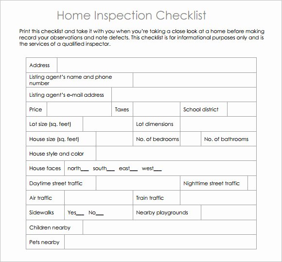 Home Inspection Checklist Template Unique 15 Sample Home Inspection Checklist Templates