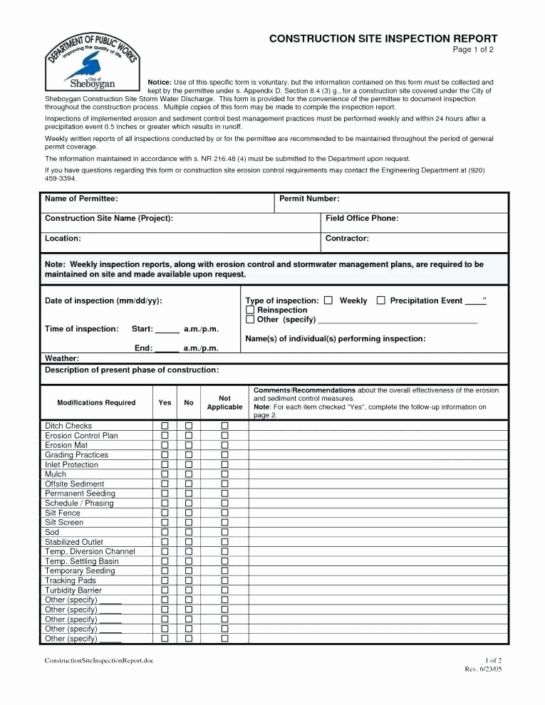 Home Inspection Report Template Pdf Lovely Site Inspection Checklist Template Home Inspection Report