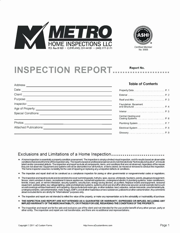 Home Inspection Report Template Pdf Luxury Free Home Inspection Report Template – Onbo Tenan