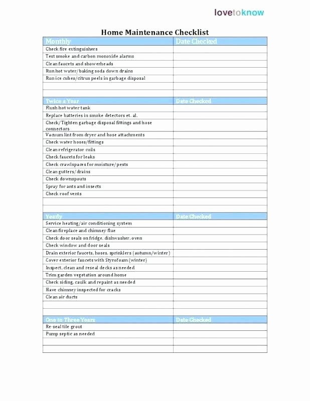 Home Maintenance Checklist Template Lovely Download by Yearly Maintenance Schedule Template