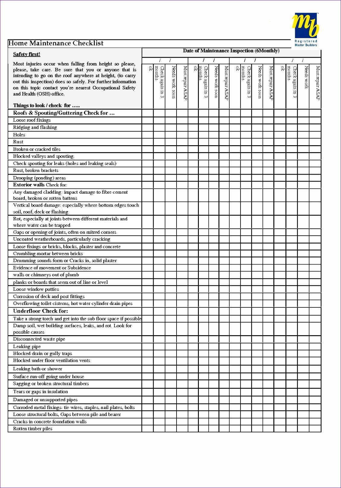 Home Maintenance Checklist Template New 12 Yearly Schedule Template Excel Exceltemplates