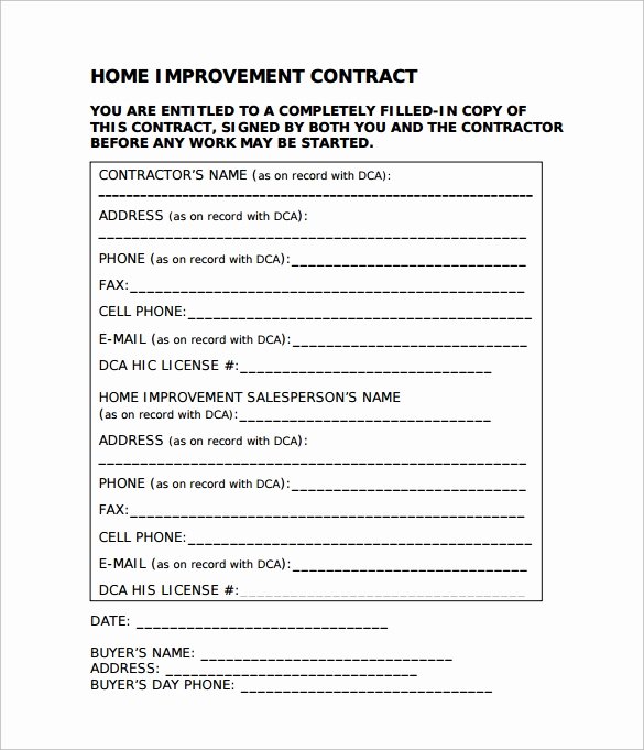 Home Remodeling Contract Template Elegant 11 Home Remodeling Contract Templates to Download for Free