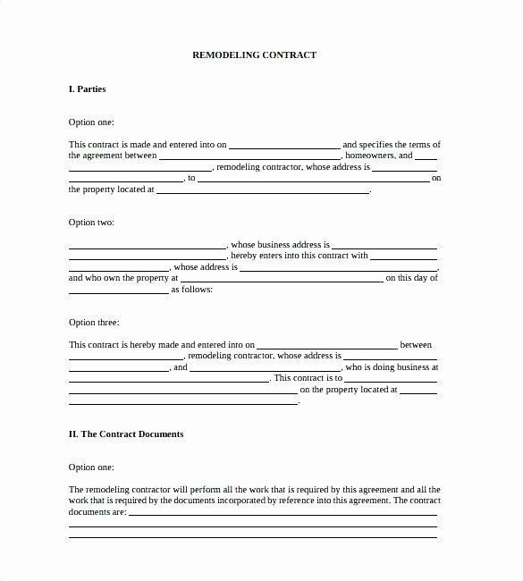 Home Remodeling Contract Template Luxury Remodeling Contracts Template Home Improvement Contract