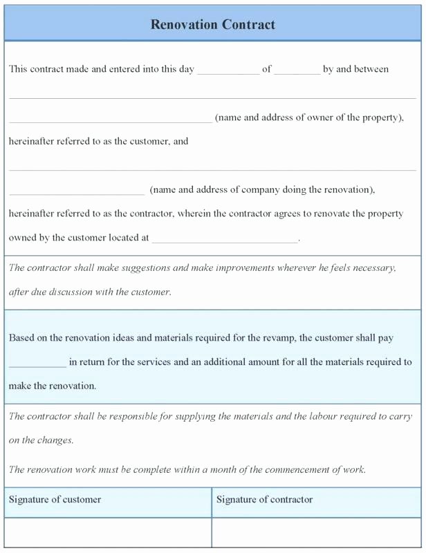 Home Remodeling Contract Template New Remodeling Contracts Template Sample Contract for Home