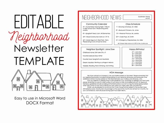 Homeowners association Newsletter Template Luxury Newsletter Template for Microsoft Word Neighborhood