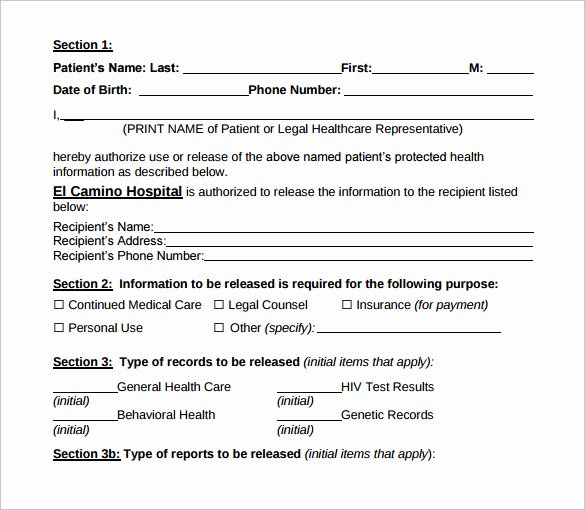 Hospital Release form Template Beautiful 12 Hospital Release forms to Download for Free