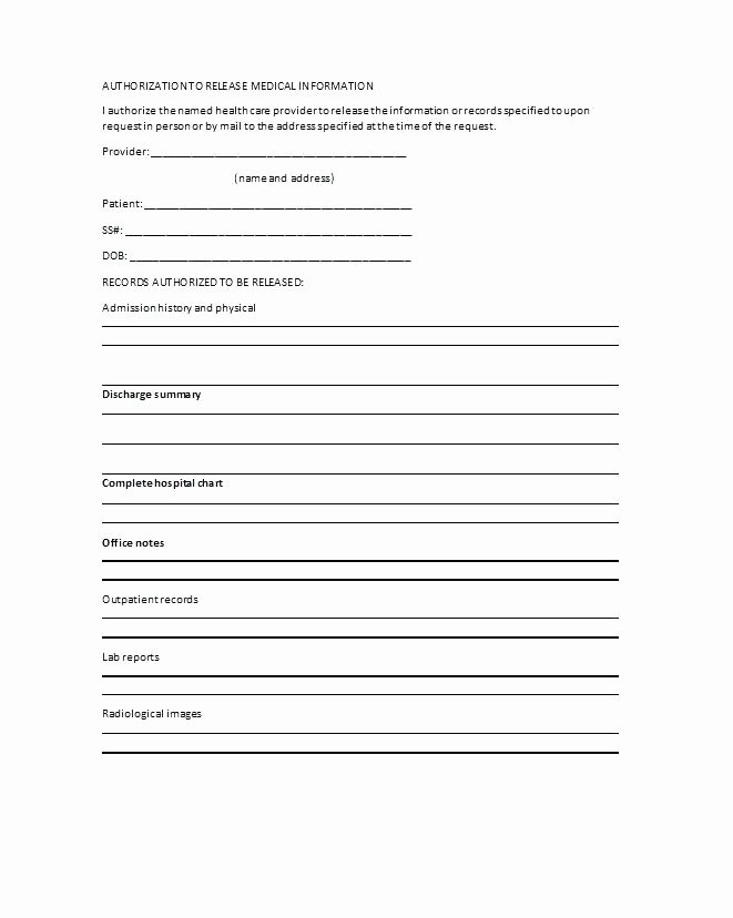 Hospital Release form Template Fresh Hospital Discharge form Example Release Template Sample