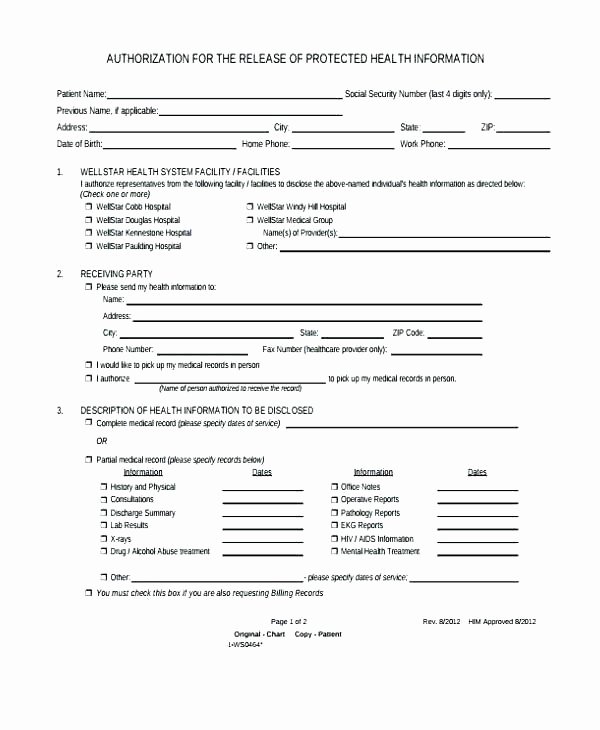 Hospital Release form Template Lovely Medical Release form – Royaleducationfo