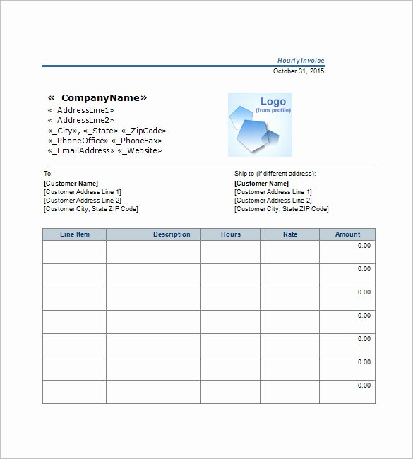 Hourly Invoice Template Excel Beautiful Hourly Invoice Template 5 Free Word Excel Pdf format