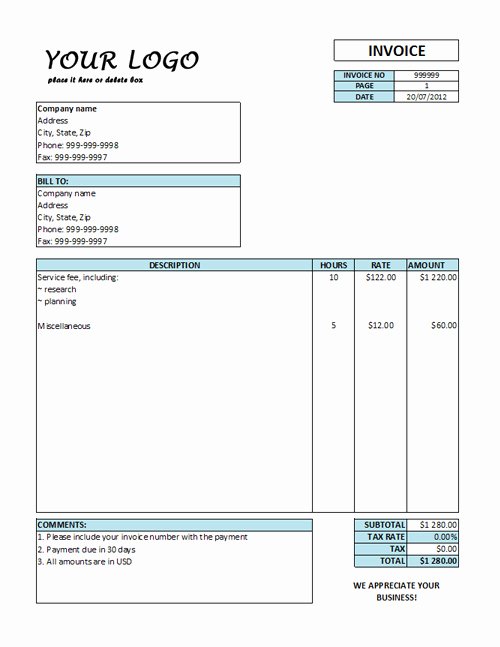 Hourly Invoice Template Excel Inspirational Hourly Invoice Template Excel