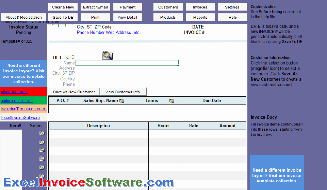 Hourly Invoice Template Excel Lovely Hourly Service Invoice Template for Excel Invoice software