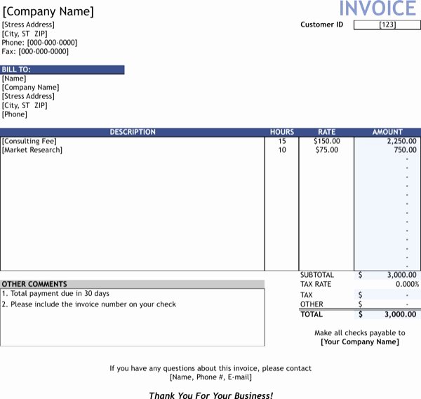 Hourly Invoice Template Excel Luxury Hourly Invoice Template Excel Download Service Invoice