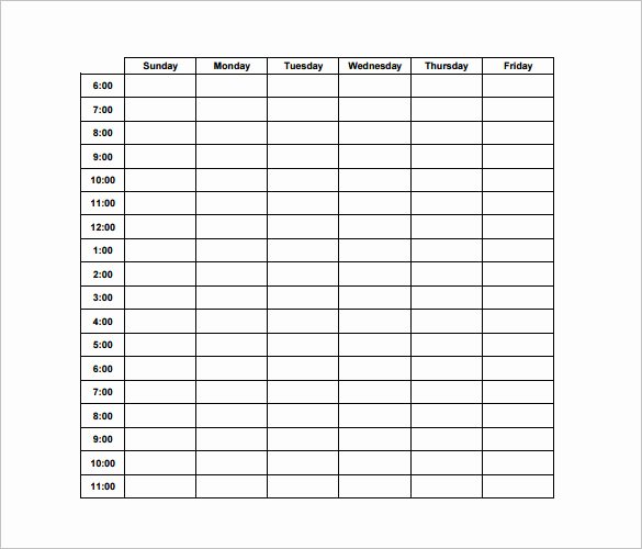Hourly Work Schedule Template Unique Hourly Schedule Template 10 Free Sample Example format