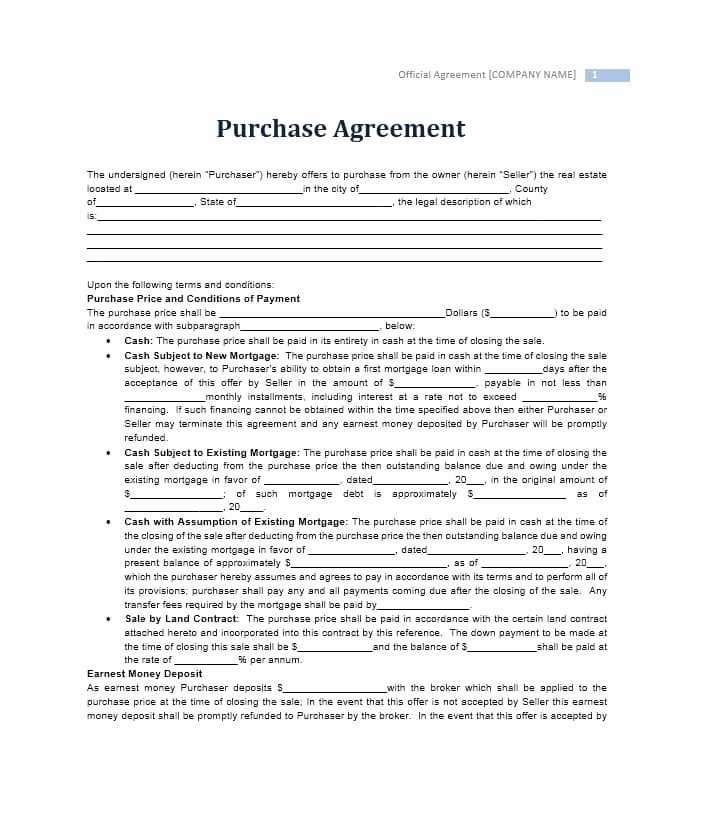House Buying Contract Template Best Of 37 Simple Purchase Agreement Templates [real Estate Business]